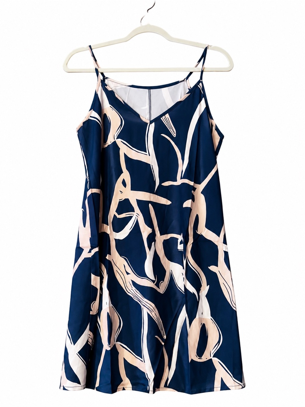 Navy & Blush Abstract Print Mini Dress